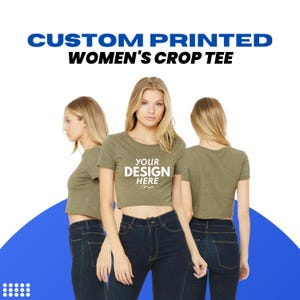 Custom Crop Top, Personalized Women Crop Tshirt, Customize Crop shirt, Your Own Design, Print On Demand, Gift For Her Personalized Gift Idea
