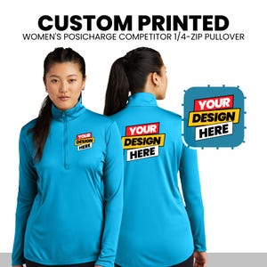 Custom Ladies Quarter Zip, Custom Printed Text Logo Sweatshirt, Monogram Zip Up, Custom Business Logo 1/4 Zip Up Pullover, Women Quarterzip