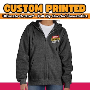 Personalized Hanes Full Zip Hoodie Sweatshirt, Custom Zip Up Hoodie, Custom Logo Hoodie, Team Logo Zip Up Hoodie, Personalized Gifts For Her