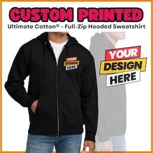 Personalized Zip Up Hoodie, Custom Full Zip Hoodie, Custom Logo Hoodie, Team Logo Zip Up Hoodie, Personalized Sweatshirt, Your Text Hoodie