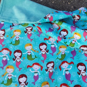 Mermaid blanket baby girl gift set sand dollar starfish seaweed ocean waves nautical baby girl image 2