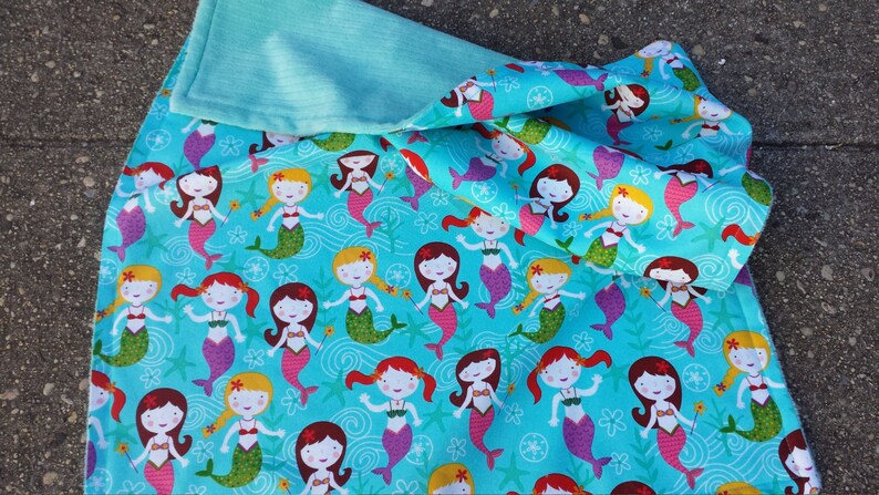 Mermaid blanket baby girl gift set sand dollar starfish seaweed ocean waves nautical baby girl image 2
