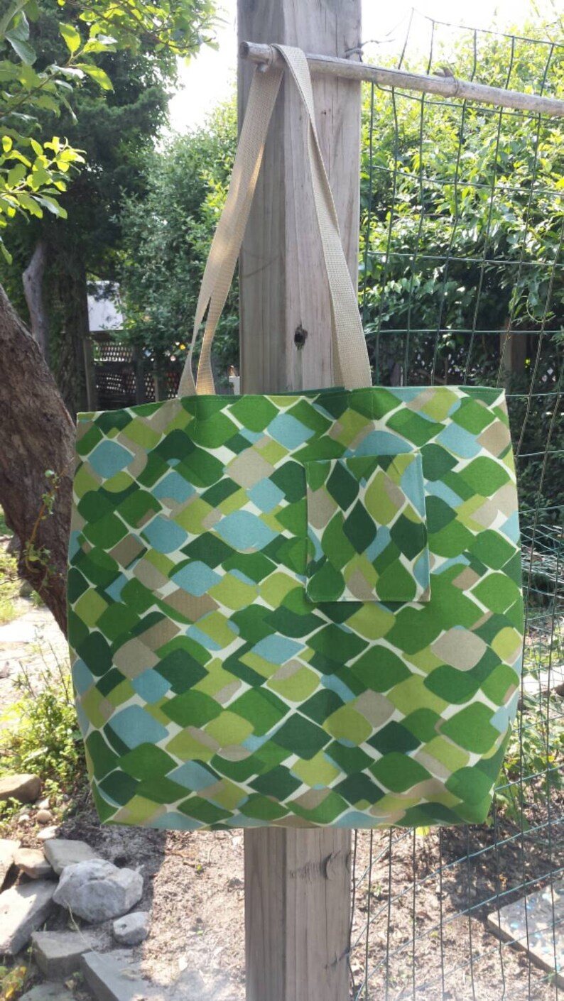 Beach bag Large green tote leaf Sunbrella fabric HGTV designs Etsy