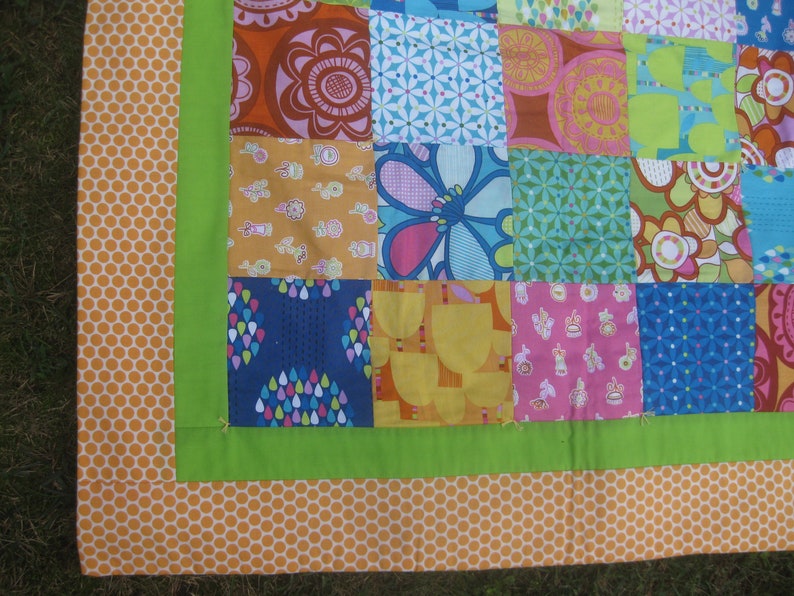 ON SALE: Modern crib lap quilt bright blanket hostess gift aqua lime unisex Summersault image 2