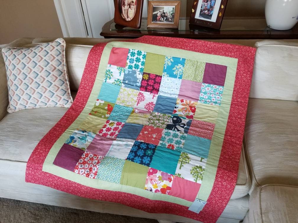 ON SALE Red quilt blanket butterfly nursery lap quilt trees Etsy