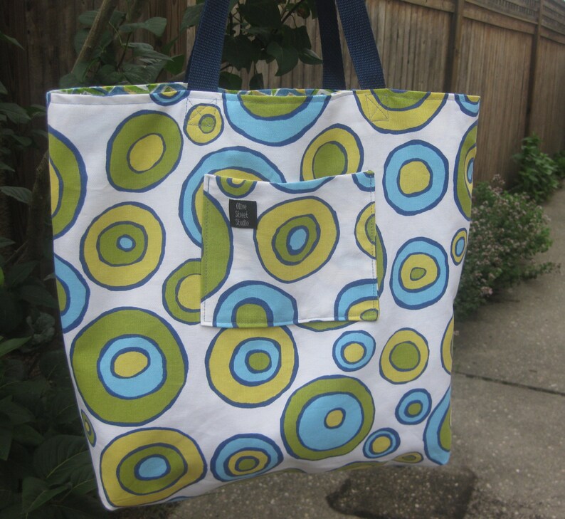 Diapers REVERSIBLE Bridesmaids Knitting Large Beach Bag chevron blue green navy turquoise yellow white for Books