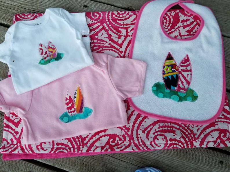 Baby Girl Surfer Gift Set Surfboard Blanket Pink Batik Surf Etsy