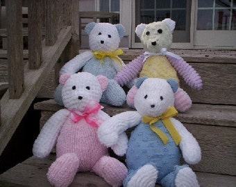 Chenille Teddy Bear in pastel or multi-color blue yellow lavender purple pink mint green teddy bear