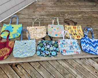 Beach Bag, Knitting Bag, Shopping Bag, Tote Bag, Diaper Bag, Book Bag - Choose your fabric!