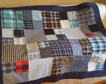 Quilt from shirts Memory Quilt throw blanket from flannel or cotton shirts custom order