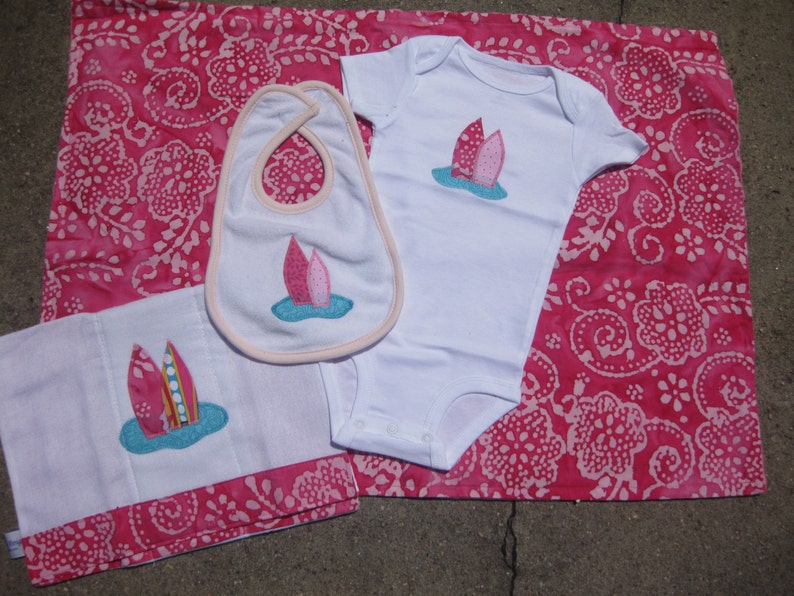 Baby Girl Surfer Gift Set Surfboard Blanket Pink Batik Surf Etsy