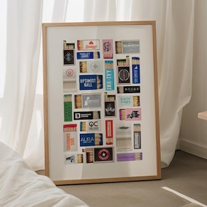 Charlotte NC Matchbook Wall Decor Charlotte Matchbox Digital Print Charlotte North Carolina Favorite Restaurants Bars Poster Charlotte