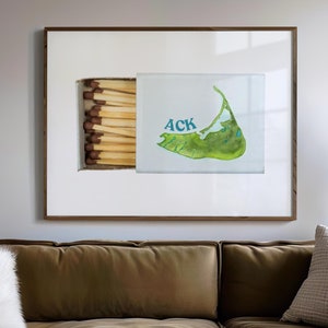 Nantucket Matchbook Wall Decor Nantucket Instant Download ACK Art Nantucket Painting on Matchbook Digital Print Poster Nantucket MA