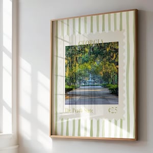 Savannah Georgia Briefmarkendruck: Spanisches Moos Aquarell (Digitaler Download)