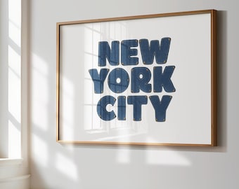 Denim New York City Print - NYC Wall Art Poster Digital Download