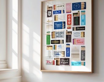Charleston SC Matchbook Wall Decor Charleston Matchbox Digital Print Charleston South Carolina Favorite Restaurants Bars Poster