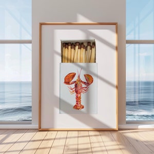 Kreeft Matchbook digitale print kreeft kust muur kunst kreeft muur decor kust Instant Download rood