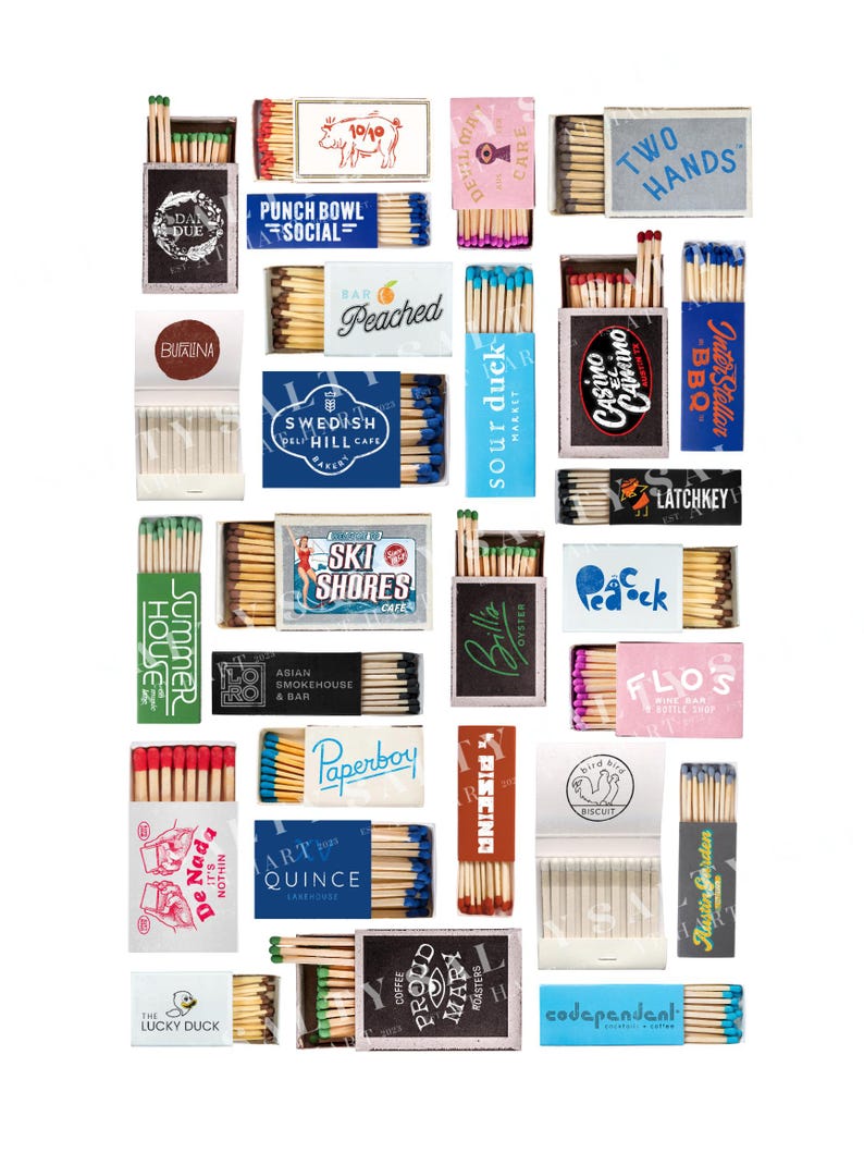 Matchboxes Patern Austin Matchbook Art Print - Texas Matchbox Poster Digital Download - Etsy