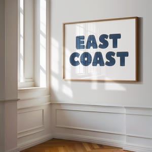East Coast Wall Decor Vintage Denim Art East Coast Instant Download East Coast Wall Art Seaside Coastal Print