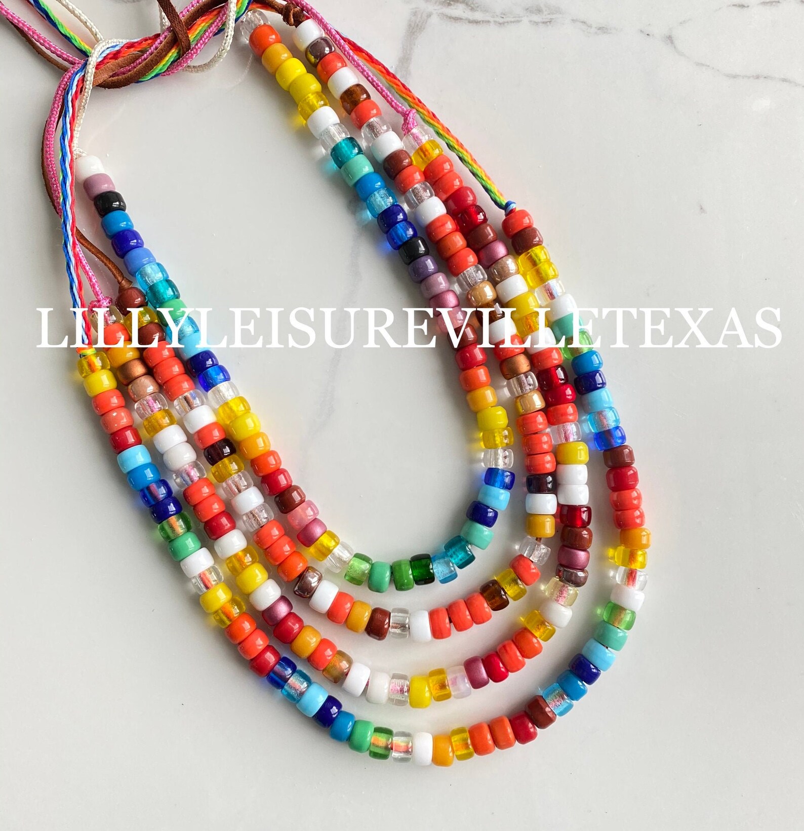 Multi color Big Pony Bead Necklace Choker Each sold Etsy