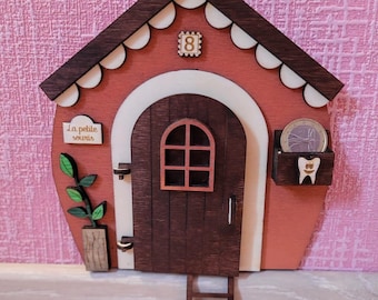 Decoración de madera para casita de ratón, regalo personalizado, hecho en Francia.