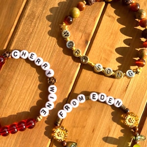 Hozier themed bracelet - unreal unearth - song bracelet-  - who we are - eat your young  - work song - cherry wine  - from Eden