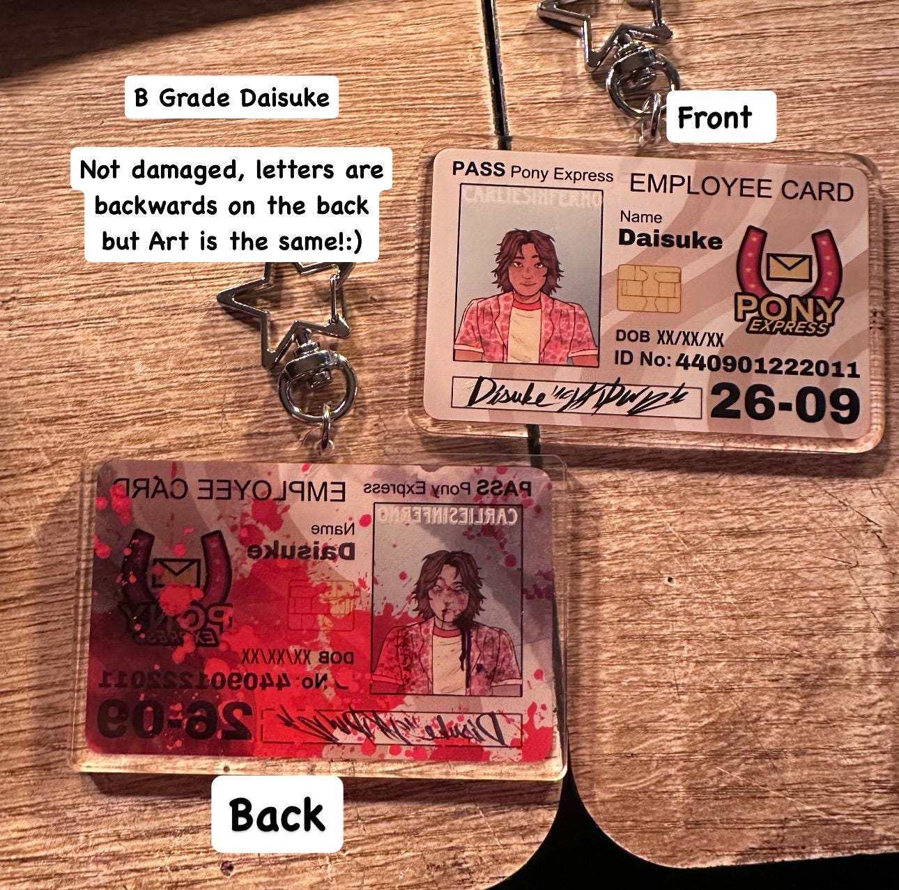 B GRADE! daisuke Mouthwashing game pony express ID card keychain