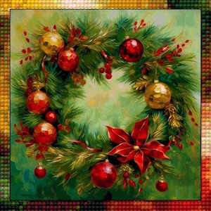 Christmas wreath cross stitch pdf pattern