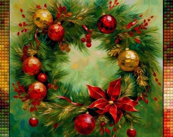 Christmas wreath cross stitch pdf pattern