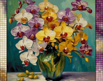 Padrão em PDF de ponto cruz Orquídeas Dignificadas