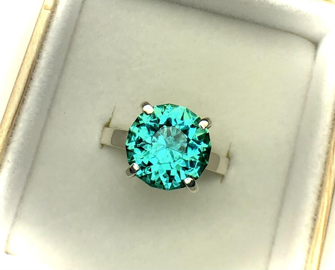 Helenite Rings Mt St Helens, Helenite Gemstone Ring, 12mm Round Brilliant Cut - Etsy