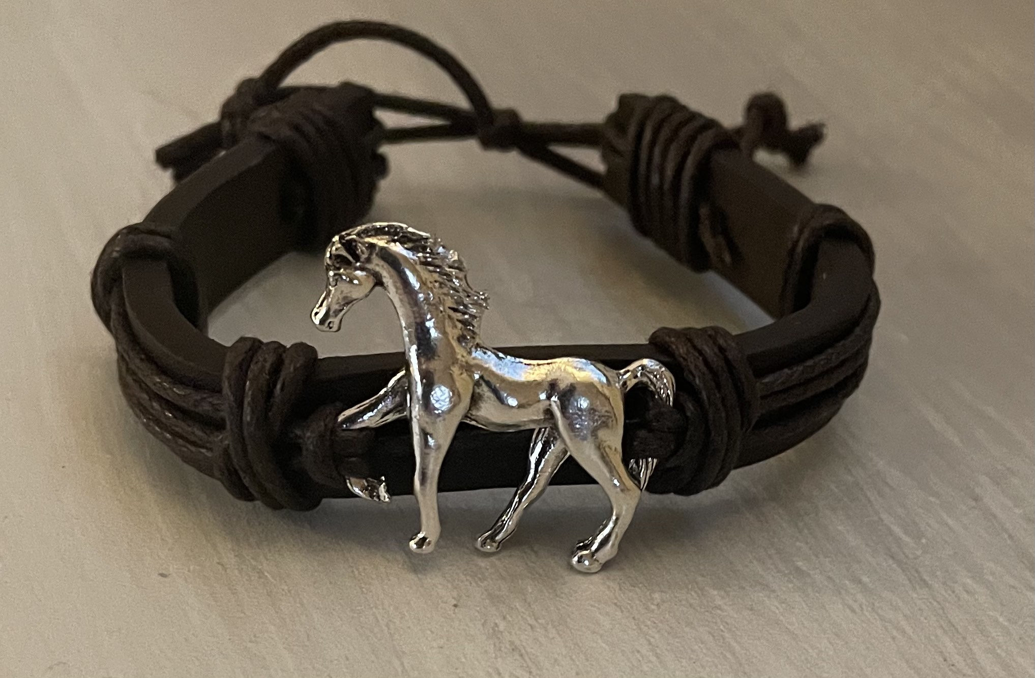 Women's leather horse bracelet Etsy