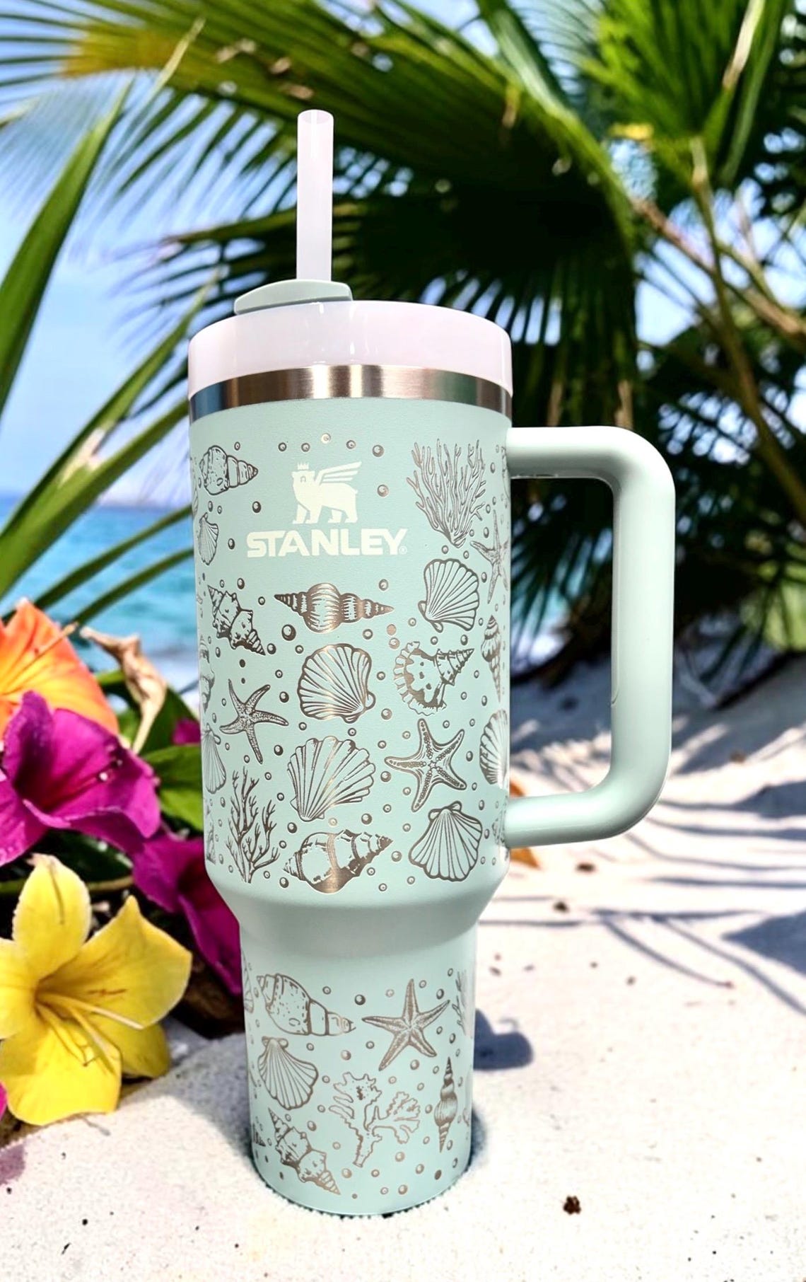 Stanely Shell Seashell Engraved Stanley Tumbler,seashell and Coral Engraved 40 Oz ...