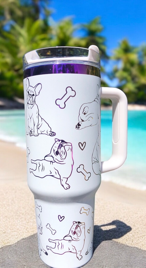 Rainbow Engraved French Bulldog 40oz Tumbler