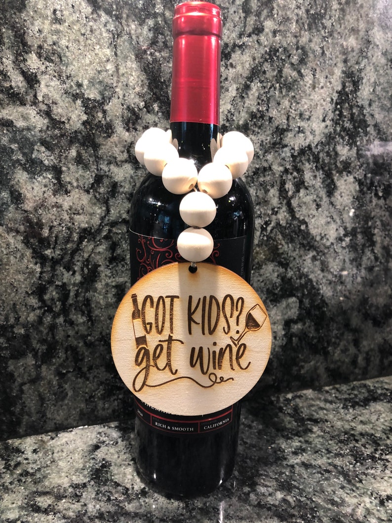 Laser Engraved Wine Bottle Bead Garland Mama Needs Wine Etsy