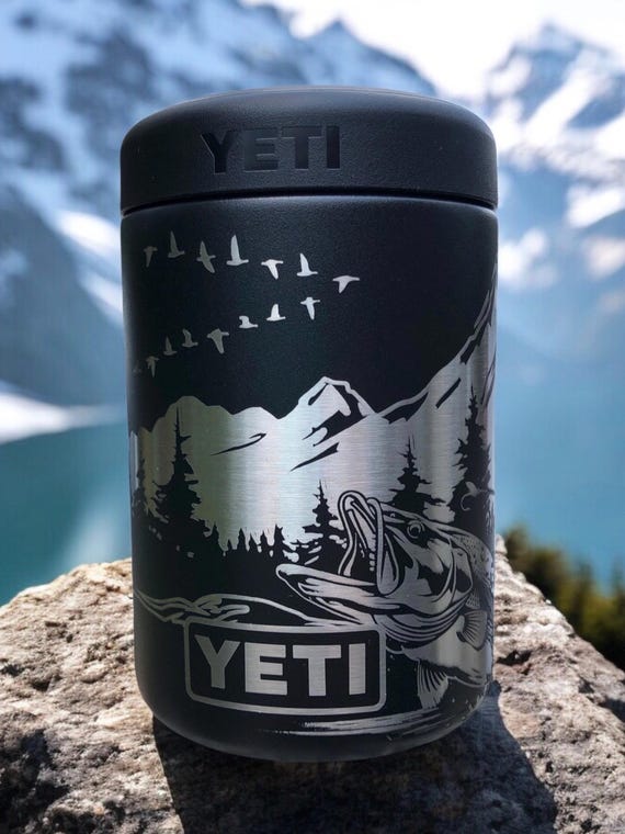 Engraved Fishing Yeti 12 Oz Colster Can Insulator,Gift for Dad,Bass Fisherman Gift idea,Fishing Gift for Grandpa,Engraved Yeti Beer Coozie