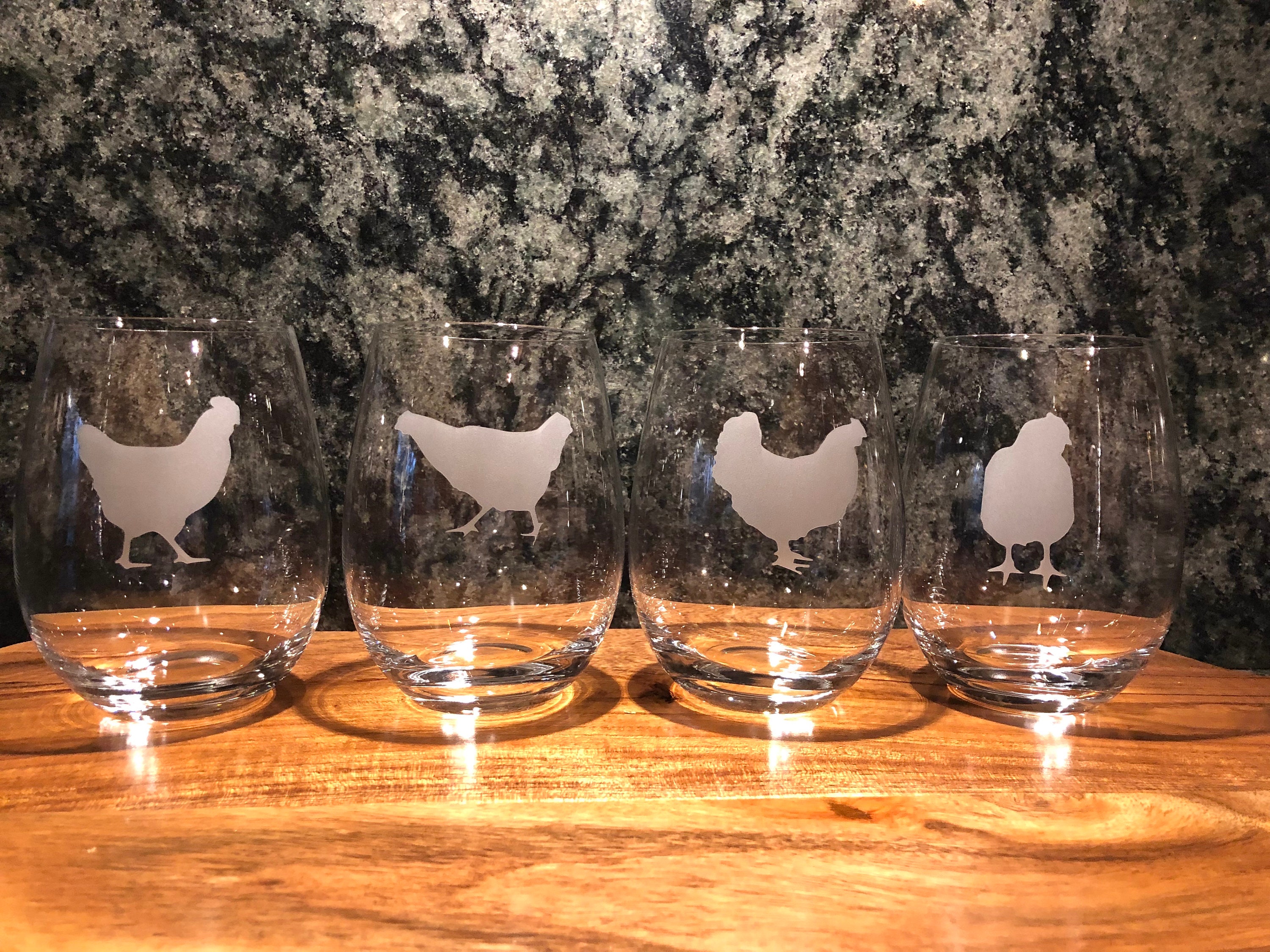 Don't Give a Cluck - Stemless Chicken Wine Glass for Women - Cute Funn -  bevvee