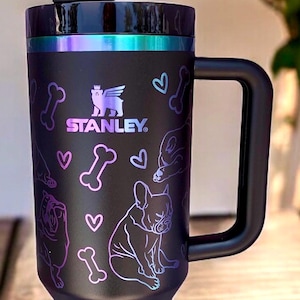 Gobelet Stanley 40 oz bouledogue français gravé noir chroma