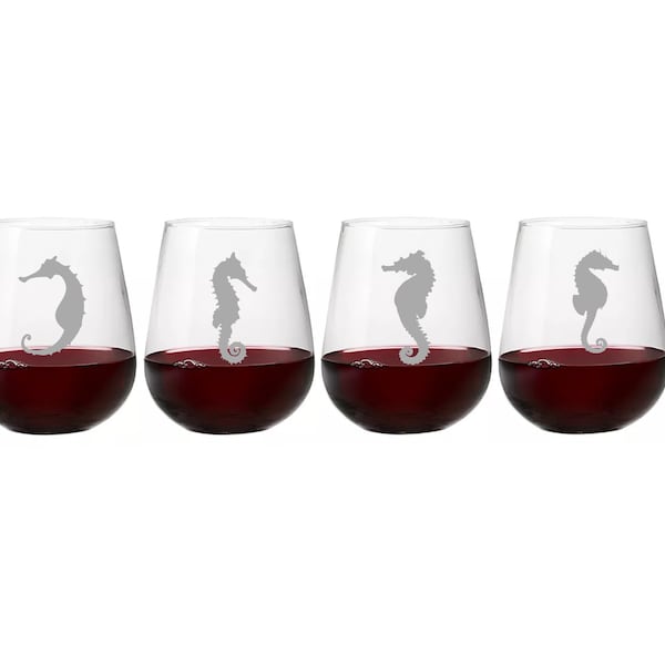 Seahorse Wine Glass Etsy