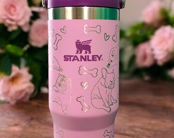 Free Shipping! Engraved French Bulldog 30 oz Tumbler,French Bulldog 30 Oz Flip Straw Tumbler,Gift For Her,French Bulldog Lover,Frenchies