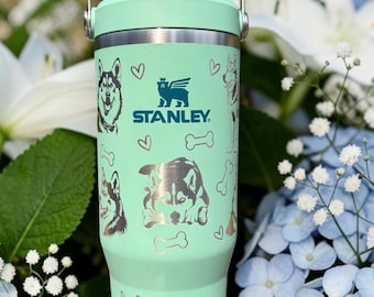 Vaso Stanley Flip Straw de 30 oz con grabado de Husky