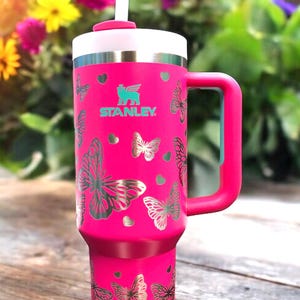Engraved Butterfly 40 oz Stanley Tumbler, Butterfly Engraved Tumbler,Butterfly Lover Gift Butterflies, Butterflies,30 Oz Butterfly Stanley