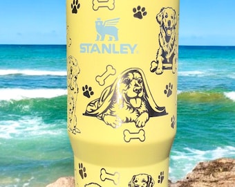 Engraved Golden Retriever 30 oz Tumbler,Golden Retriever Stanley,Golden Retrievers, 30 Oz Stanley Flip Straw Tumbler,Golden Retriever Lover