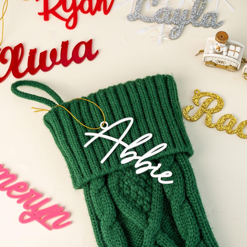 Stocking Name Tags, Personalized Christmas Stocking Tags, Laser Cut