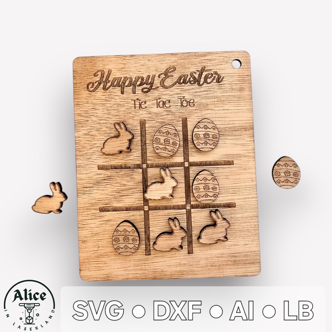 Easter Tic Tac Toe SVG | Bunny & Egg Game Board Laser Cut File | Family ...