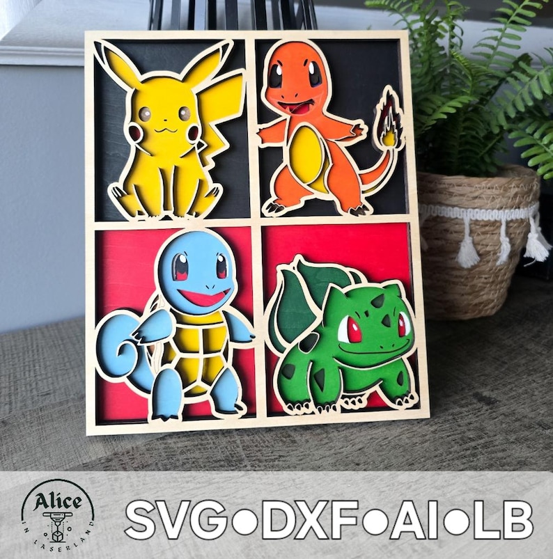 3d Layered Pokemon Svg | Pikachu, Charmander, Squirtle, Bulbasaur ...