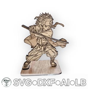 Tanjiro Kamado 3D Holzfigur Laser Cut File | SVG DXF AI Lightburn für Laser Glowforge | Diy Demon Slayer Anime Display