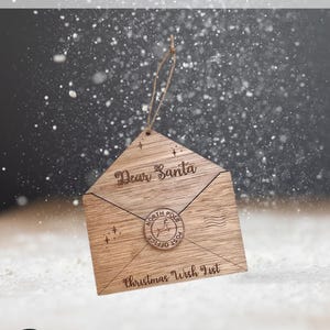 Weihnachts-Wunschliste-Umschlag SVG | Weihnachtsmann-Briefvorlage | Lasergeschnittener Weihnachtsmann-Ornament | DIY Weihnachtsornament DXF
