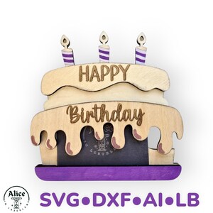 Fichier SVG numérique | Titulaire de la carte-cadeau d’anniversaire | Modèle découpé au laser | Prêt pour Glowforge | Conception de gâteaux | Joyeux anniversaire SVG | Téléchargement instantané