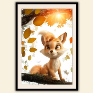Printcrafter® - hochwertiger Kunstdruck/Poster/Wandbild mit Fuchs im Wald; Deko fürs Kinderzimmer; ohne Rahmen